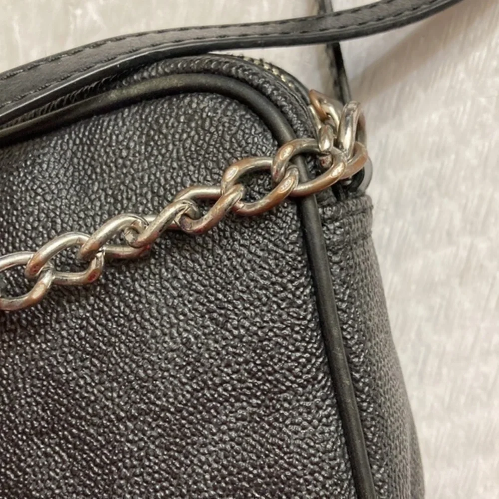 Michael kors gray black signature MK mini crossbody bag